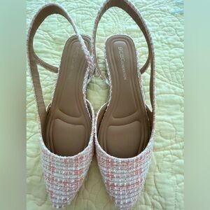 BCBG Generation pink tweet sling back flats shoes size 7
